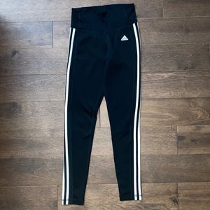 Adidas Three Stripe Climalite Black Leggings